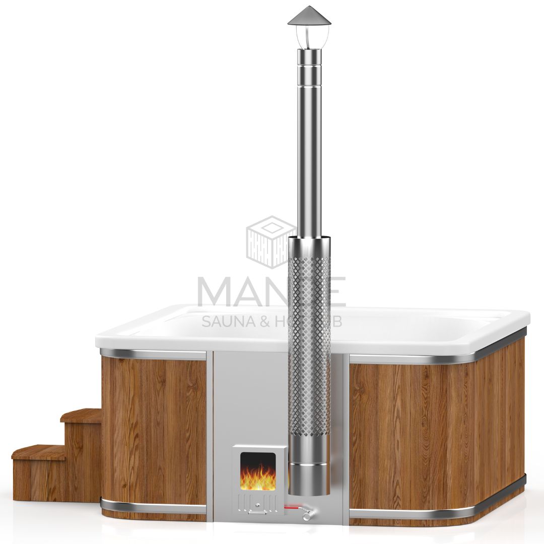 Acrylic square hot tub (integrated heater) 245×245 – Thermo wood