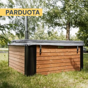 Stiklo pluošto kvadratinis kubilas (integruota krosnelė) 220×220 – Termo mediena