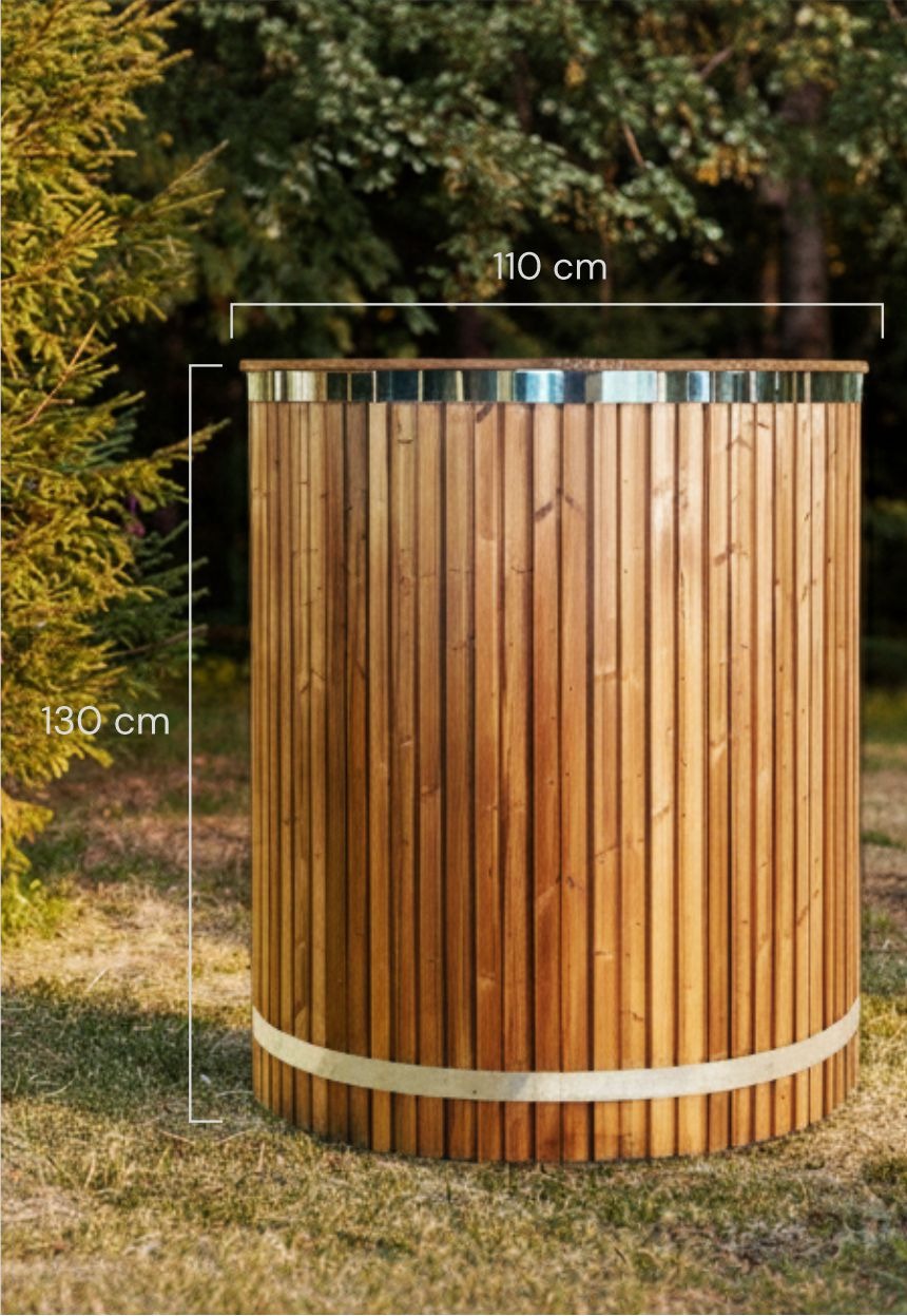 Nerūdijančio plieno vienvietis šalto vandens kubilas - Triple termo mediena (2)